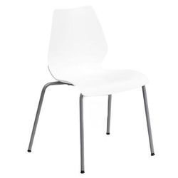 Flash Furniture RUT-288-WHITE-GG Stacking Chair w/ White Plastic Back & Seat - Metal Frame, Silver