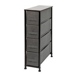 Flash Furniture WX-5L203-BK-GR-GG 7 7/8"W Storage Organizer w/ 4 Dark Gray Fabric Drawers, Black Cast Iron Frame