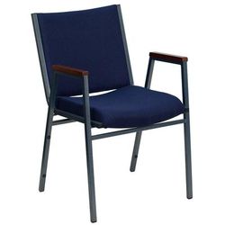 Flash Furniture XU-60154-NVY-GG Stacking Chair w/ Navy Blue Patterned Polyester Back & Seat - Steel Frame, Silver Vein