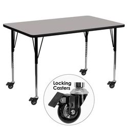 Flash Furniture XU-A2448-REC-GY-H-A-CAS-GG Rectangular Mobile Activity Table - 48"L x 24"W, Laminate Top, Gray