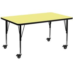Flash Furniture XU-A2448-REC-YEL-T-P-CAS-GG Rectangular Mobile Activity Table - 48"L x 24"W, Laminate Top, Yellow