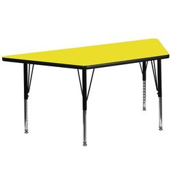 Flash Furniture XU-A2448-TRAP-YEL-H-P-GG Trapezoid Activity Table - 46 1/4"L x 25 1/2"W, Laminate Top, Yellow