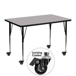 Flash Furniture XU-A3048-REC-GY-T-A-CAS-GG Rectangular Mobile Activity Table - 48"L x 30"W, Laminate Top, Gray