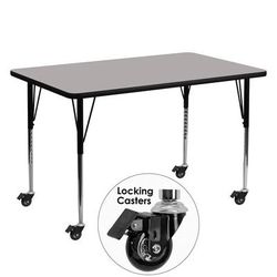 Flash Furniture XU-A3060-REC-GY-H-A-CAS-GG Rectangular Mobile Activity Table - 60"L x 30"W, Laminate Top, Gray