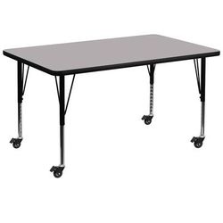Flash Furniture XU-A3672-REC-GY-T-P-CAS-GG Rectangular Mobile Activity Table - 72"L x 36"W, Laminate Top, Gray