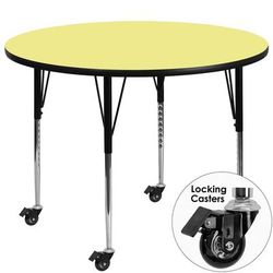 Flash Furniture XU-A42-RND-YEL-T-A-CAS-GG 42" Round Mobile Activity Table - Laminate Top, Yellow