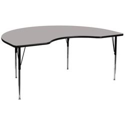 Flash Furniture XU-A4896-KIDNY-GY-H-A-GG Kidney Shaped Activity Table - 96"L x 48"W, Laminate Top, Gray