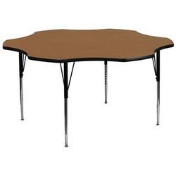 Flash Furniture XU-A60-FLR-OAK-T-A-GG Flower Shaped Activity Table - 60"L x 60"W, Laminate Top, Oak, Brown