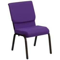 Flash Furniture XU-CH-60096-PU-GG Stacking Church Chair w/ Purple Polyester Back & Seat - Steel Frame, Gold Vein