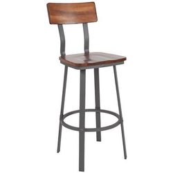 Flash Furniture XU-DG-60582B-GG Commercial Bar Stool w/ Walnut Wood Back & Wood Seat, Gray