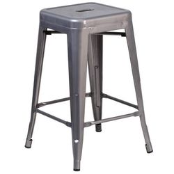 Flash Furniture XU-DG-TP0004-24-GG Backless Commercial Bar Stool w/ Metal Seat, Silver