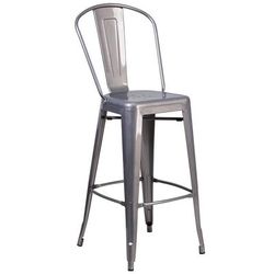 Flash Furniture XU-DG-TP001B-30-GG Commercial Bar Stool w/ Curved Back & Metal Seat, Silver