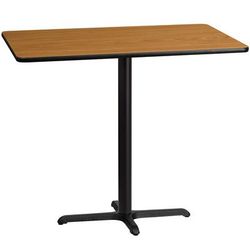 Flash Furniture XU-NATTB-3048-T2230B-GG Rectangular Bar Height Table w/ Natural Laminate Top - 48"W x 30"D x 43 1/8"H, Cast Iron Base, Black