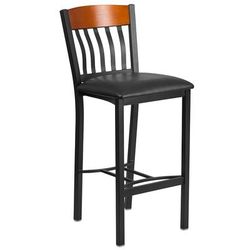 Flash Furniture XU-DG-60618B-CHY-BLKV-GG Commercial Bar Stool w/ Vertical Slat Back & Black Vinyl Seat, Black