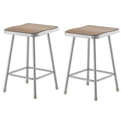 National Public Seating 6324 Square Backless Stool w/ Masonite Board Seat, Gray