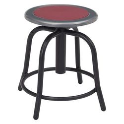 National Public Seating 6818-10 Round Backless Swivel Stool w/ Burgundy Steel Seat, Black