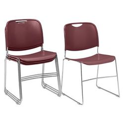 National Public Seating 8508 Stacking Chair w/ Wine Plastic Back & Seat - Chrome Plated Frame