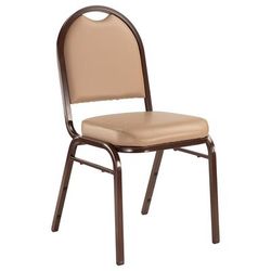 National Public Seating 9201-M Stacking Chair w/ French Beige Vinyl Back & Seat - Steel Frame, Mocha, Green