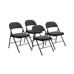 National Public Seating 970 CR970-970 Folding Chair w/ Star Trail Black Fabric Back & Seat - Steel Frame, Black