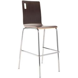 National Public Seating BCS21 Commercial Bar Stool w/ Espresso Wood Back & Espresso Wood Seat, Silver, Chrome