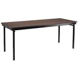 National Public Seating MSFT2448PWEBWT Folding Table w/ Montana Walnut Laminate Top & Black Steel Frame - 48"L x 24"W x 29"H