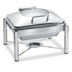 Eastern Tabletop 3954G/S 6 qt Square Induction Chafing Dish w/ Hinged Glass Lid, Stainless Steel, 6 Quart, Silver