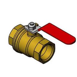 T&S 017487-45R 3/4" Female NPT Ball Valve w/ Zinc Plated Red Coated Lever Handle