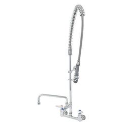 T&S B-0133-12-CRBJK 37 9/16" Wall Mount Pre Rinse Faucet - 1 7/100 GPM, Base with Nozzle, Stainless Steel