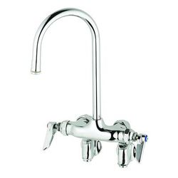 T&S B-0342 Splash Mount Faucet - 5 1/2" Gooseneck Spout, 4" Centers