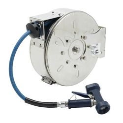 T&S B-7122-C02 Enclosed Hose Reel w/ 30 ft Hose & Rear Trigger Water Gun, Silver