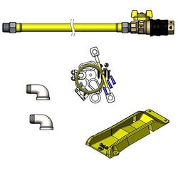 T&S HG-4D-48G-K-PS 48" Gas Connector Hose w/ Quick Disconnect, 2 Street Elbows, Restraining Cable Kit