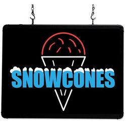 Winco 92003 LED Hanging "Snow Cones" Sign w/ 3 ft Chains - Aluminum Frame, 120v
