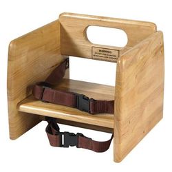 Winco CHB-701 Single Height Booster Seat w/ Waist & Chair Strap - Wood, Natural, Waist and Chair Straps, 11-3/4" x 11-3/4" x 10-1/2", Brown
