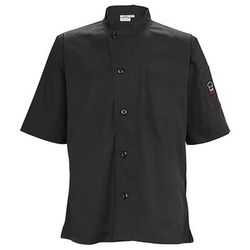 Winco UNF-9KXXL Broadway Ventilated Chef's Shirt w/ Short Sleeves - Poly/Cotton, Black, 2X