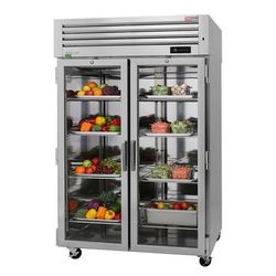 Turbo Air PRO-50R-G-N 51 3/4" 2 Section Reach In Refrigerator, 2 Right Hinge Glass Doors, 115v, LED Lighting, Silver
