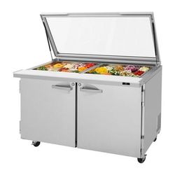 Turbo Air PST-60-24-N-GL 60 1/4" PRO Series Mega Top Sandwich/Salad Prep Table w/ Refrigerated Base, 115v, Holds 24 Sixth-Size Pans, 2 Solid Locking Doors, Stainless Steel