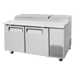 Turbo Air TPR-67SD-N 67" Super Deluxe Pizza Prep Table w/ Refrigerated Base, 115v, 9 Third-Size Pans, Self-Cleaning Condenser, Stainless Steel