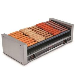 Nemco 8045W-SLT-220 45 Hot Dog Roller Grill w/ Manual Controls - Slanted Top, 220v, Stainless Steel