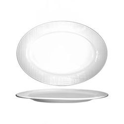 ITI DR-51 14 1/8" x 9 7/8" Oval Dresden Platter - Porcelain, Bright White, 1 Dozen