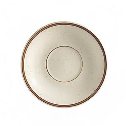 CAC AZ-2 6" Round Arizona Coffee Cup Saucer - Speckled, 2 Brown Bands, White