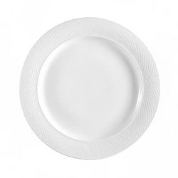 CAC BST8 9 1/4" Round Boston Dinner Plate - Embossed Porcelain, Super White, 2 Dozen