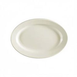 CAC REC-19 13 1/2" x 10 1/4" Oval Platter - Ceramic, American White, 1 Dozen