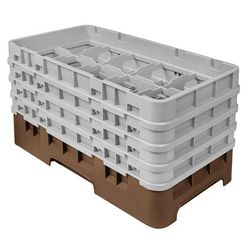 Cambro 10HS800167 Camrack Glass Rack - (4)Extenders, 10 Compartments, Brown, 4 Extenders, Brown/Soft Gray