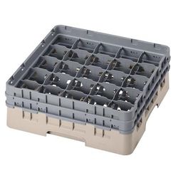 Cambro 25S434184 Camrack Glass Rack w/ (25) Compartments - (2) Gray Extenders, Beige, Beige Base, 2 Soft Gray Extenders