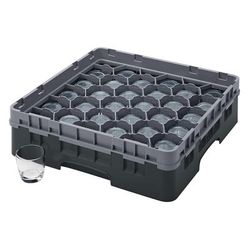 Cambro 30S318110 Camrack Glass Rack w/ 30 Compartments - 30 Gray Extender, Black, Black Base, 1 Soft Gray Extender