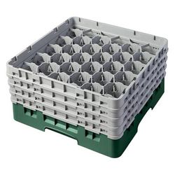 Cambro 30S800119 Camrack Glass Rack w/ (30) Compartments - (4) Gray Extenders, Sherwood Green, 4 Soft Gray Extenders