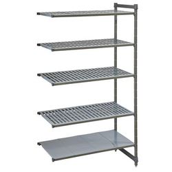 Cambro CBA183084VS5580 Camshelving Basics Vented/Solid Add-On Shelf Kit - 5 Shelves, 30"L x 18"W x 84"H, 5 Tiers