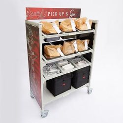 Cambro CPM244875FX5480 Mobile Flex Station Unit w/ 3 Open Shelves & 3 Solid Shelves - Steel/Poly, Speckled Gray, 48 W x 24 D x 75 H
