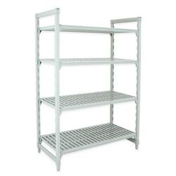 Cambro CPU187284V4PKG 72" NSF 4-Tier Polymer Shelf Kit - Camshelving Premium, 18"W, 84"H, 4 Vented Shelves, 18" x 72" x 84", Gray