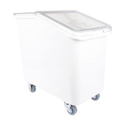 Cambro IBS27148 Mobile Ingredient Bin - 27 Gallon Capacity, Clear Cover/White Base, Slanted Top